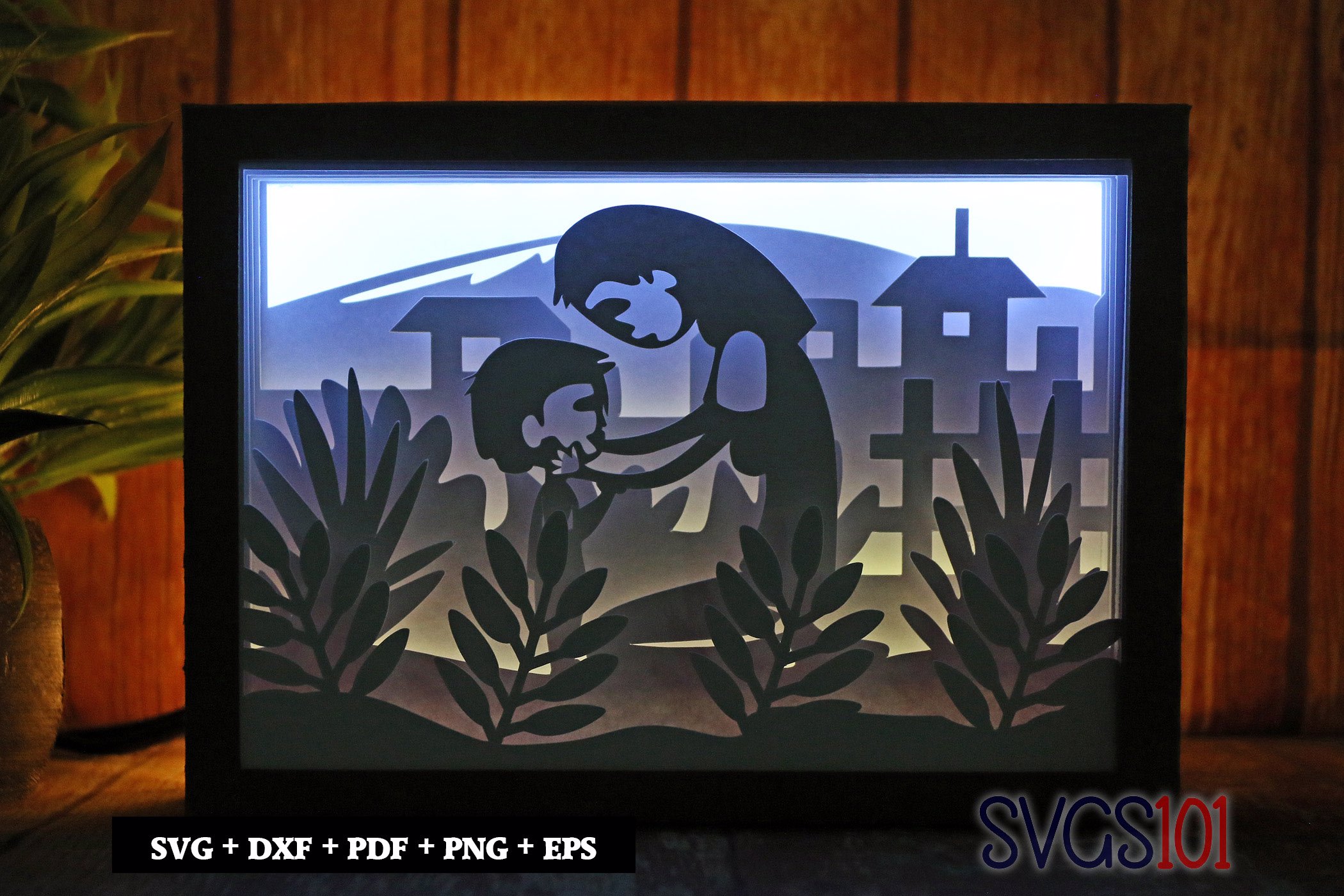 Mom Holding Child Light Box SVG 5x7 Landscape