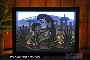 Mom Holding Child Light Box SVG 5x7 Landscape