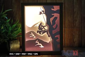 Woman Rock Climbing Shadow Box SVG 8x10