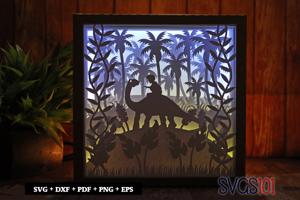 Brontosaurus Dinosaur Square Shadow Box SVG 8x8 10x10 12x12