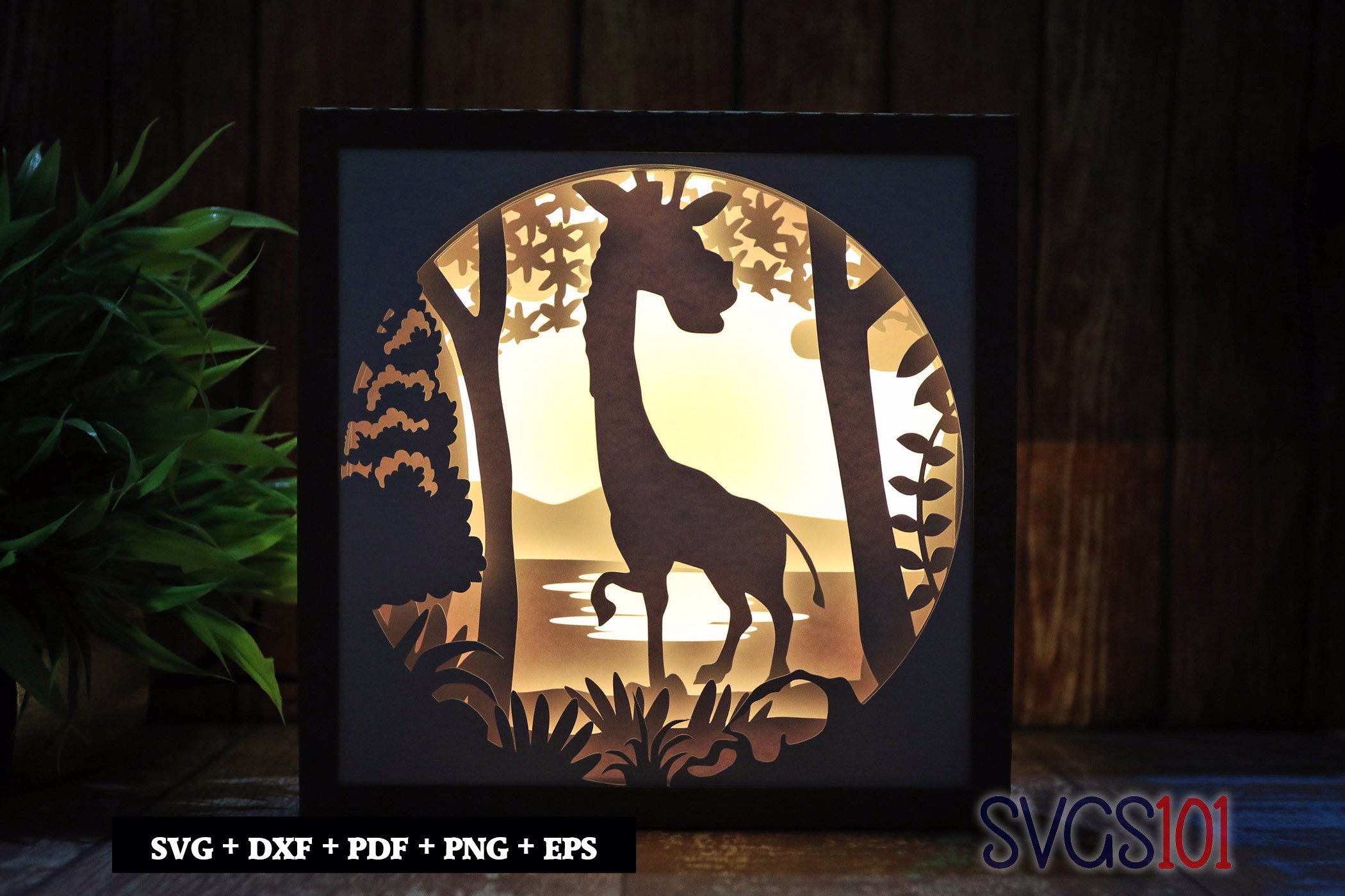 Cute Giraffe in Jungle Shadow Box Light Box 8x8, 12x12