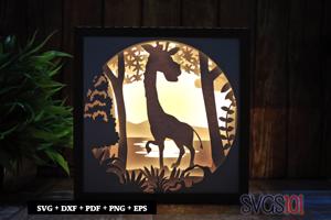 Cute Giraffe in Jungle Shadow Box Light Box 8x8, 12x12