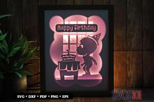 Happy Birthday Boy Shadow Box 8x10 Rectangle