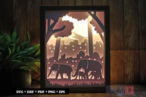 Elephant family Walking Light Box SVG 8x10 Portrait