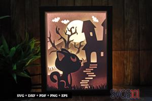 Halloween Kitten Theme Light Box SVG 8x10 Portrait