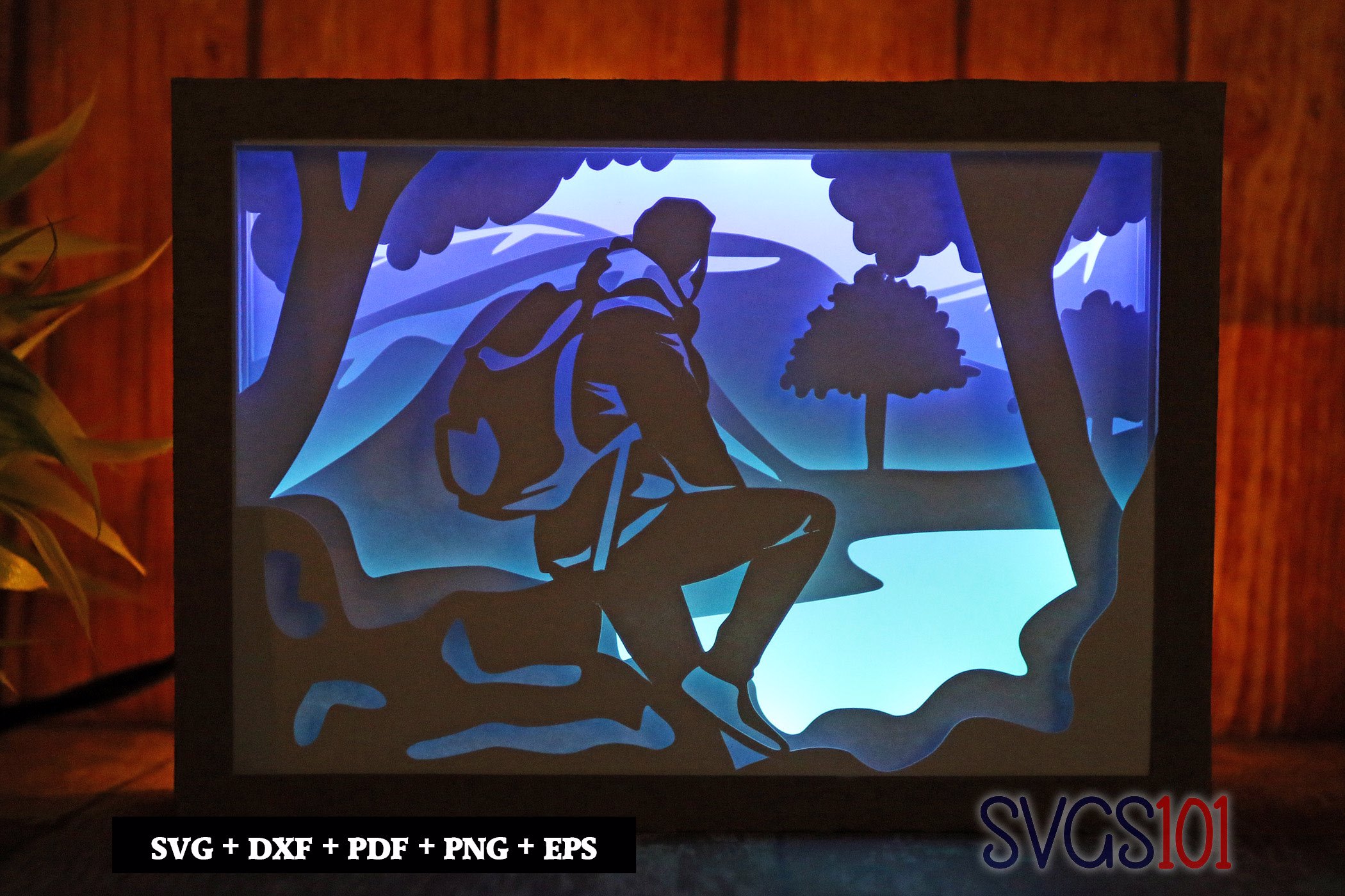 Man on Adventure Shadow Box SVG 5x7