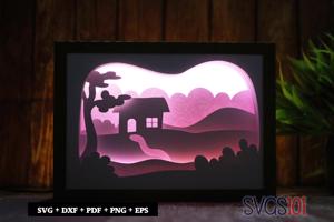 Backyard House Light Box SVG 5x7 Landscape
