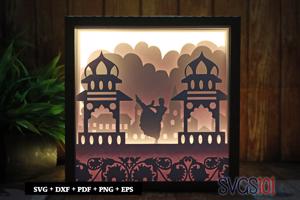 Bharatnatyam Classical Dance Square Shadow Box SVG 8x8 10x10 12x12