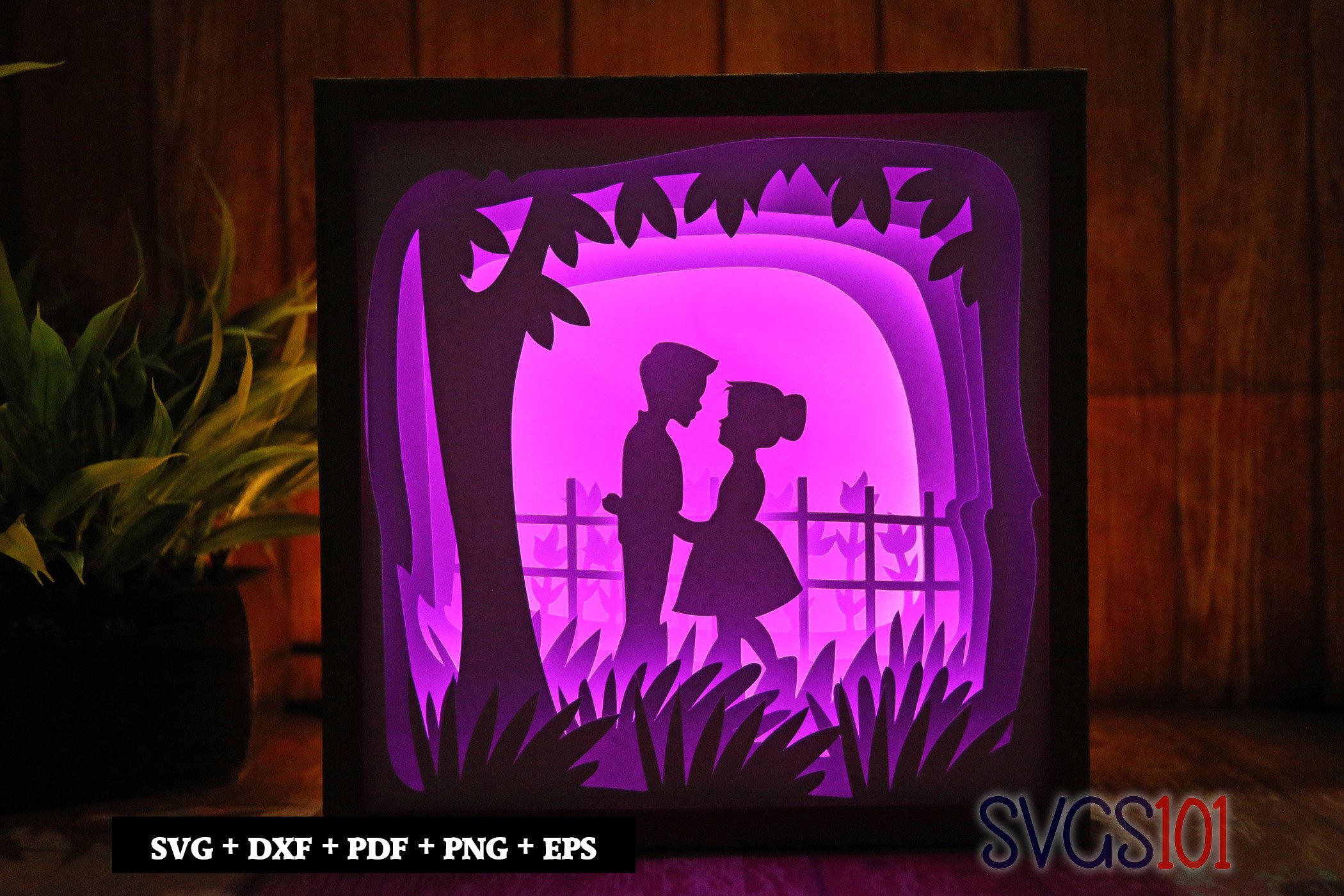 Adorable Boy And Girl Paper 3D Shadow Box SVG 8x8 12x12
