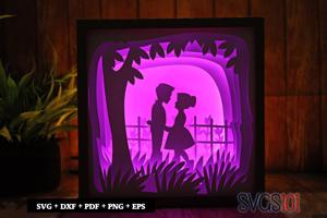 Adorable Boy And Girl Paper 3D Shadow Box SVG 8x8 12x12