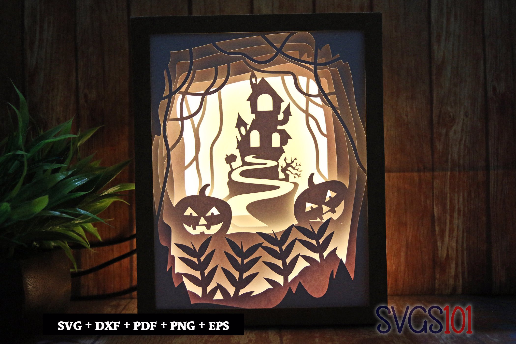 Scary Haunted House DIY Shadow Box Light Box 8x10