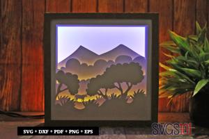 Tiger in Jungle Paper 3D Shadow Box SVG 8x8 12x12