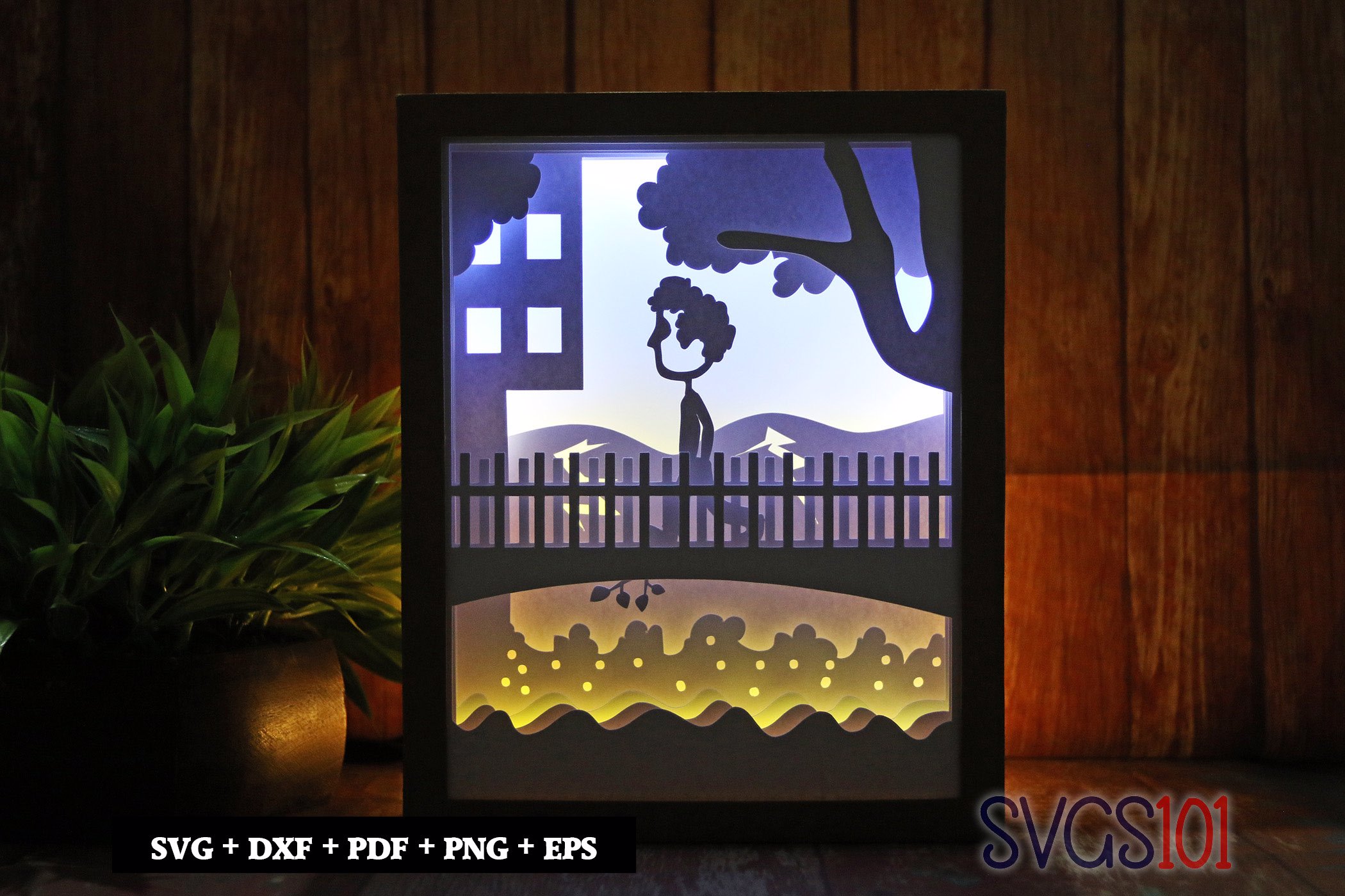 Boy Walking on Bridge Light Box SVG 8x10 Portrait