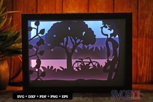 Boy with Cycle Resting Light Box SVG 5x7 Landscape