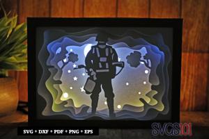 Soldier with Gun DIY Shadow Box Light Box 5x7