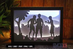 3 Friends Playing Light Box SVG 5x7 Landscape