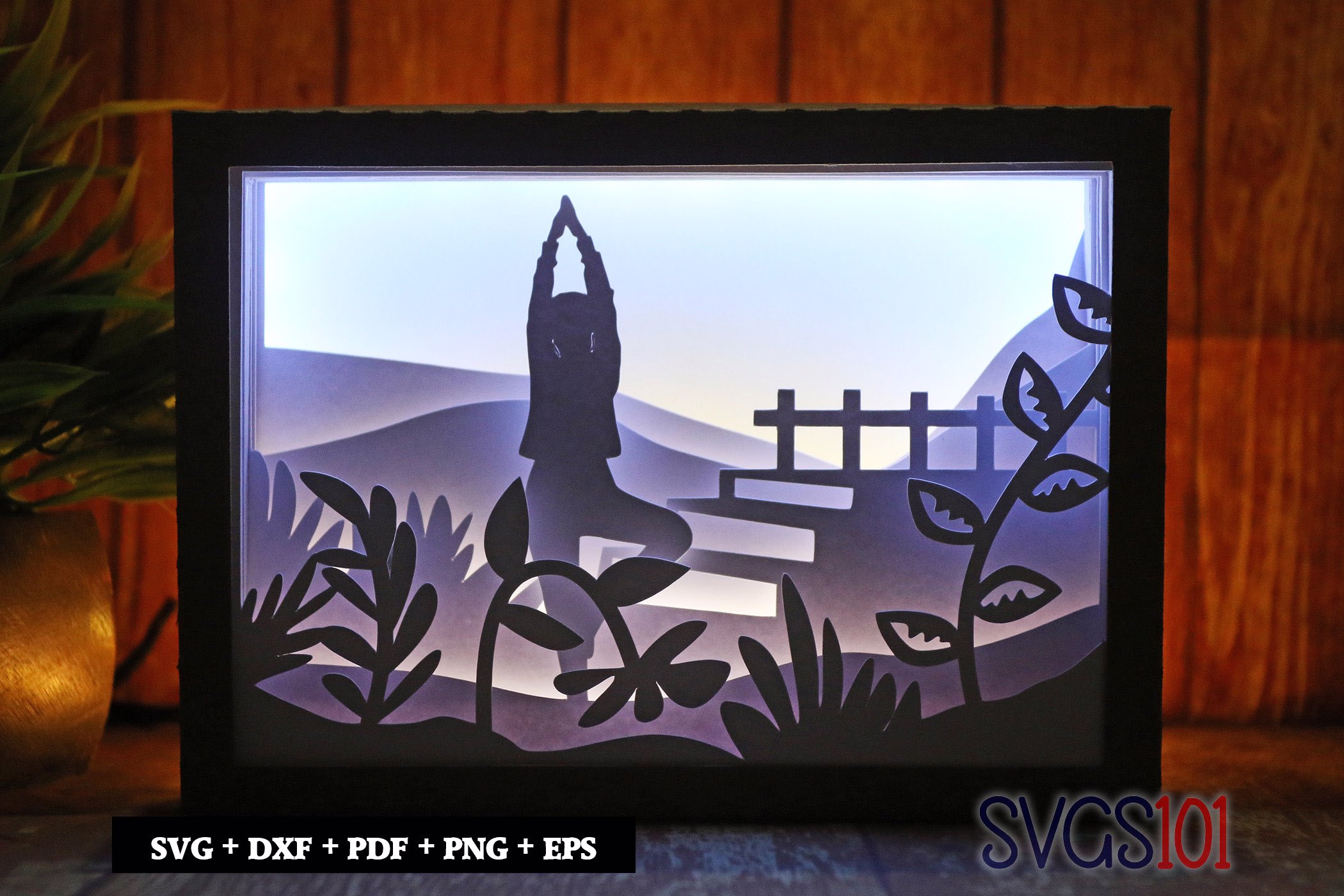 Boy doing Yoga Morning Shadow Box SVG 5x7