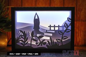 Boy doing Yoga Morning Shadow Box SVG 5x7