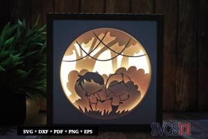 Boy and Girl in Jungle Shadow Box Light Box 8x8, 12x12