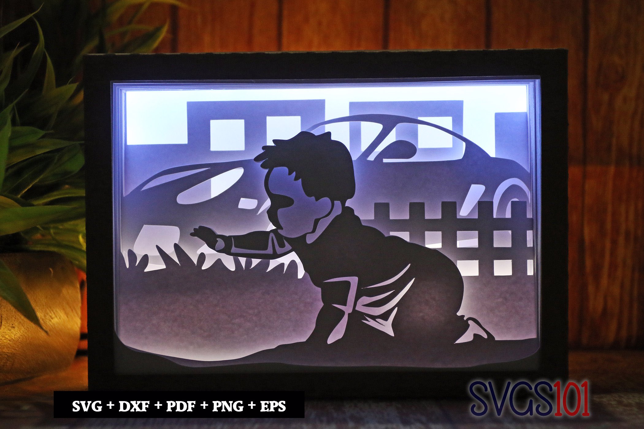 Baby Reaching Out Shadow Box SVG 5x7
