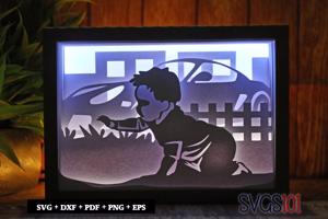 Baby Reaching Out Shadow Box SVG 5x7
