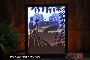 Just Married Couple Shadow Box 8x10 Rectangle