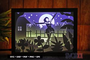Happy Girl Paper 3D Shadow Box SVG 5x7