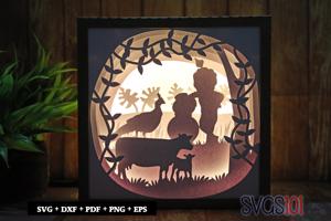 Divine Krishna with Peacock DIY Shadow Box Light Box 8x8, 12x12