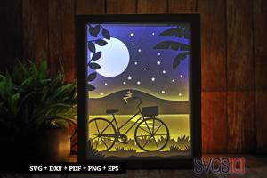 Cycle Scene Paper 3D Shadow Box SVG 8x10