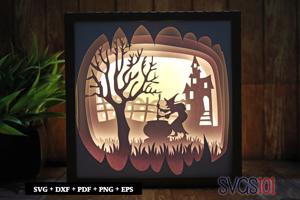 Halloween Witch Shadow Box Light Box 8x8, 12x12