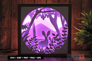 Beautiful Rabbit Sitting on Grass Shadow Box Light Box 8x8, 12x12