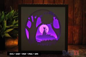 Cat in Jungle Shadow Box Light Box 8x8, 12x12