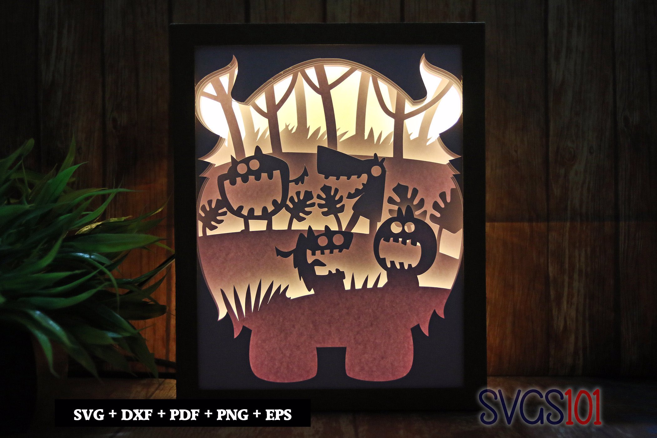 Adorable Monster Shadow Box 8x10 Rectangle