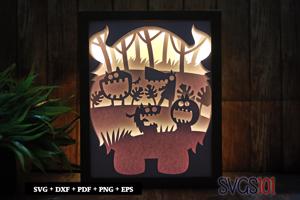 Adorable Monster Shadow Box 8x10 Rectangle