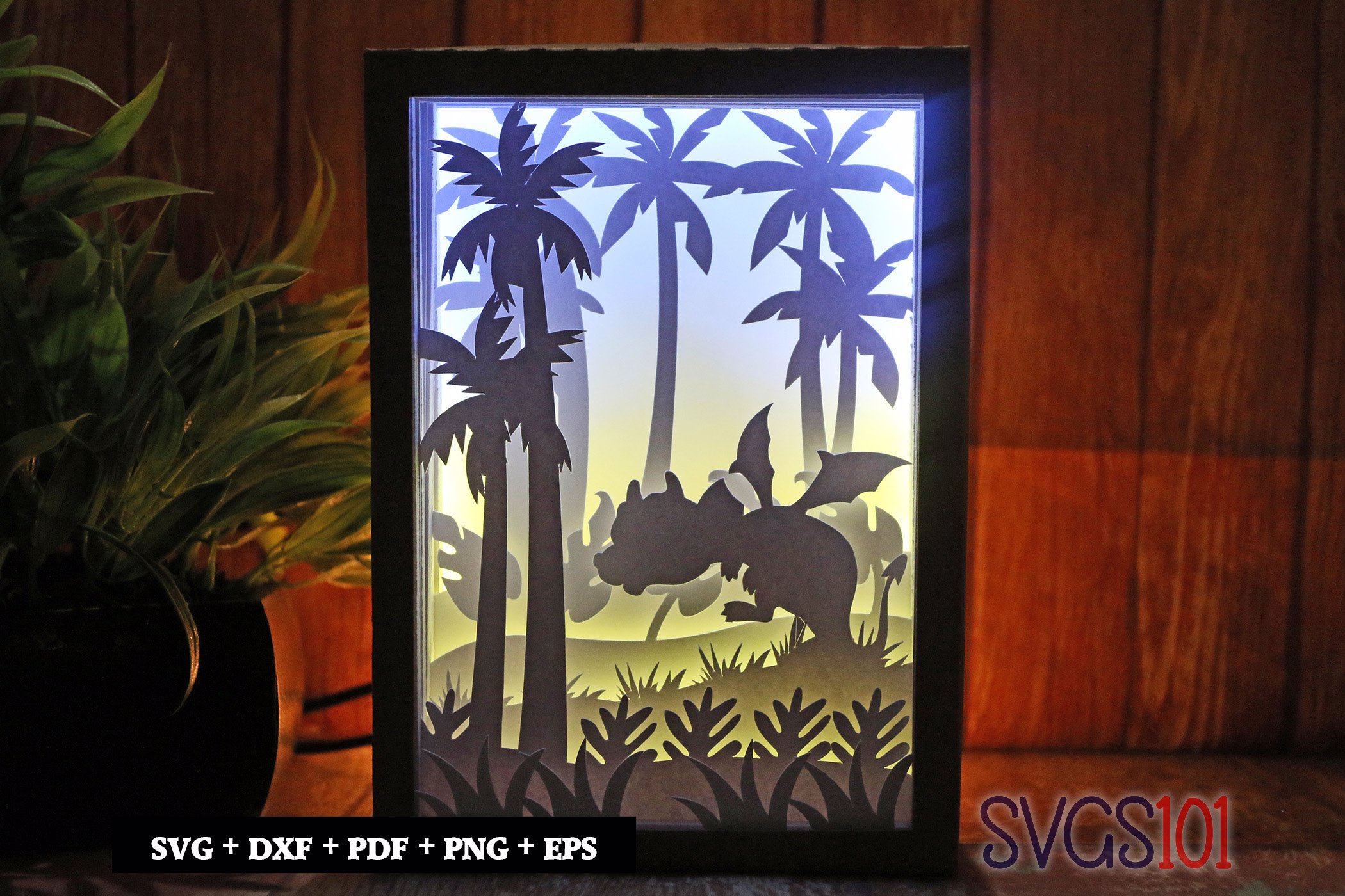 Crazy Dragon in Jungle Shadow Box 5x7 Rectangle