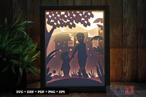 Father Son Bonding Shadow Box SVG 8x10