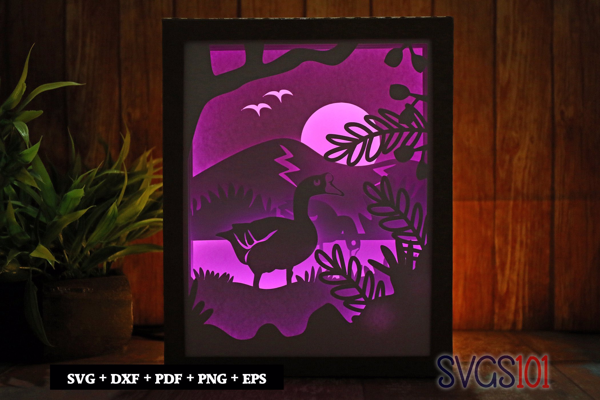 Goose in Jungle Shadow Box 8x10 Rectangle