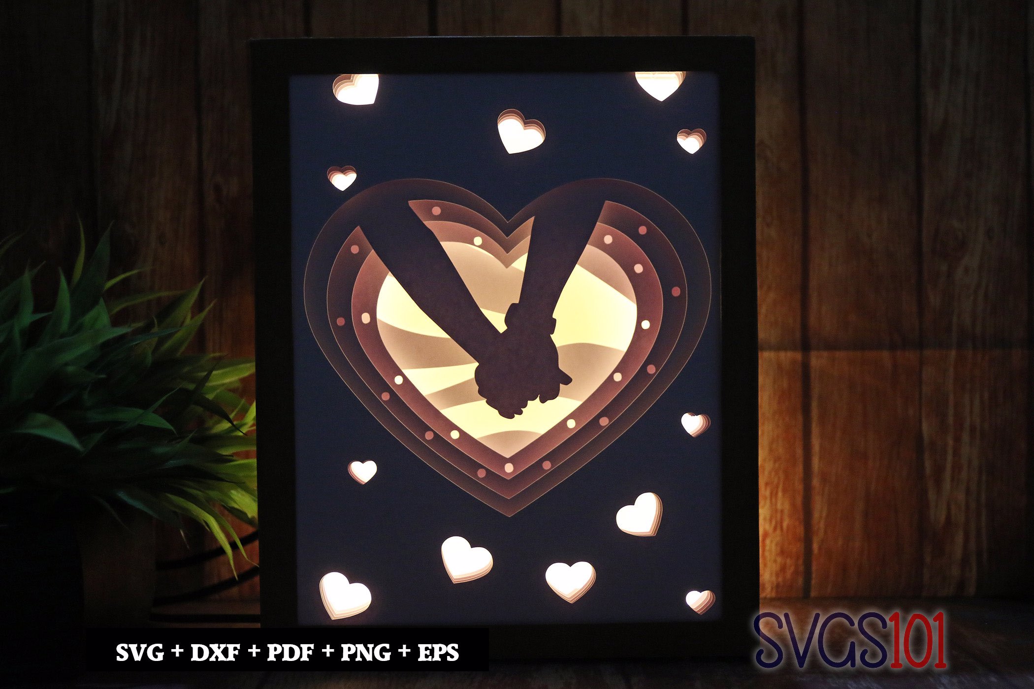 Love Holding Hands DIY Shadow Box Light Box 8x10