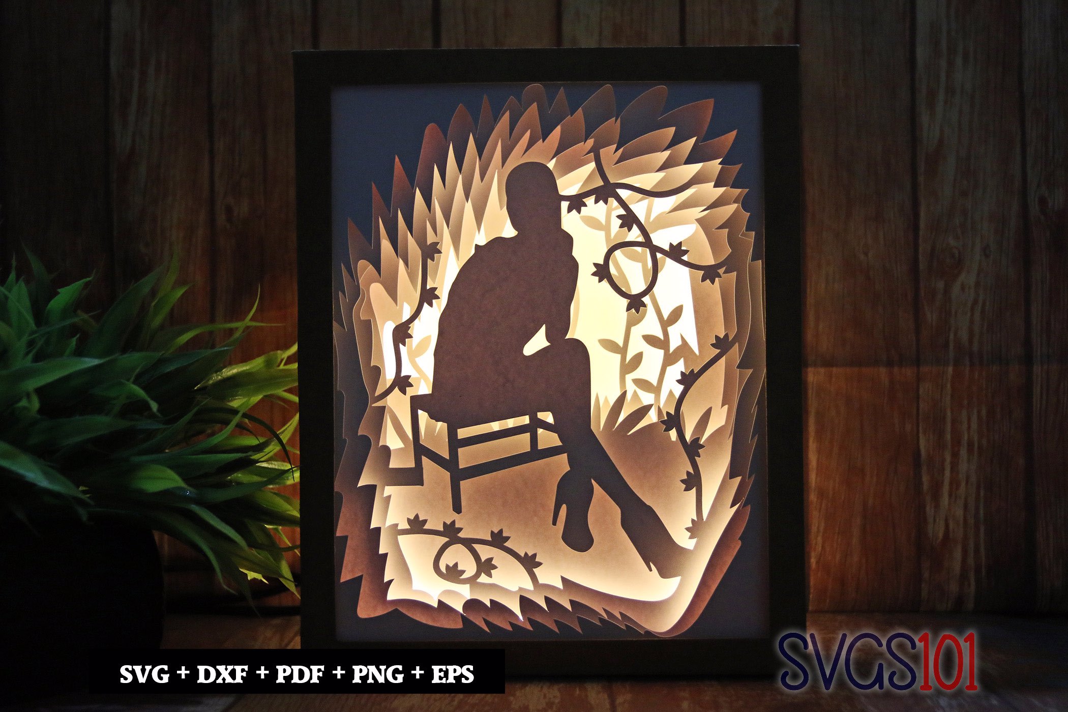 Young Lonely Girl Shadow Box SVG 8x10