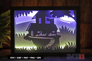 House on Mountain Top DIY Shadow Box Light Box 5x7
