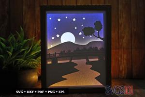 River Bridge Scene Light Box SVG 8x10 Portrait
