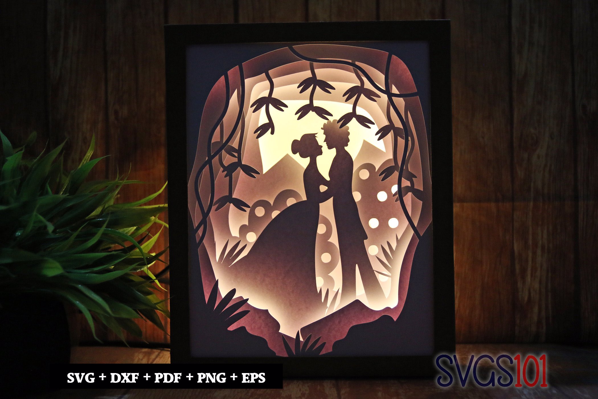Princess And Prince Shadow Box SVG 8x10