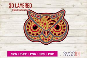 Owl Head Multilayer 3D SVG