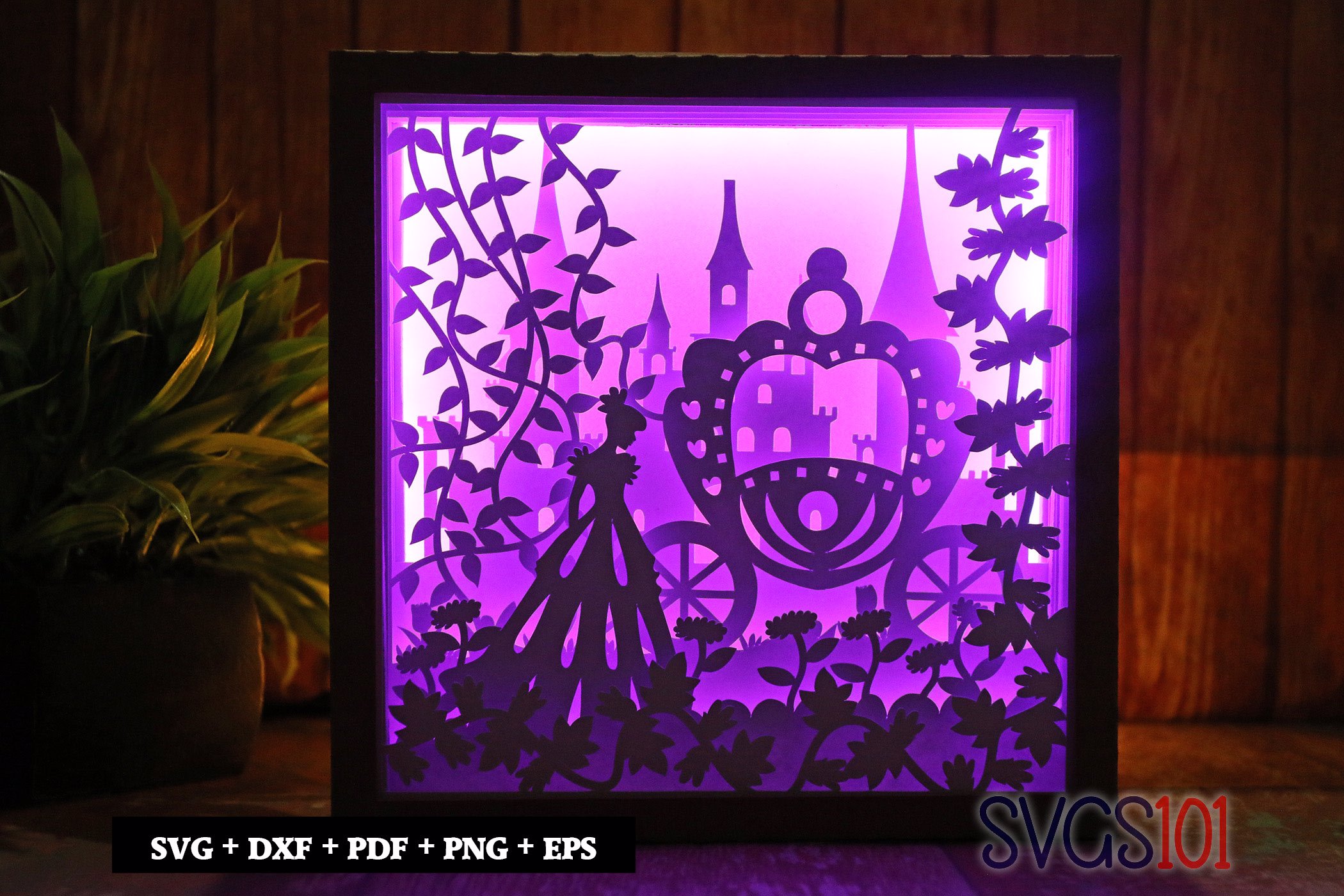 Princess with Chariot Shadow Box Light Box 8x8, 12x12