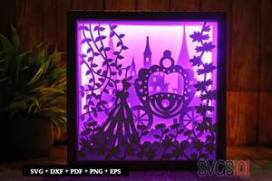 Princess with Chariot Shadow Box Light Box 8x8, 12x12