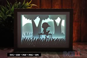 Alone Guy on Bench Shadow Box SVG 5x7