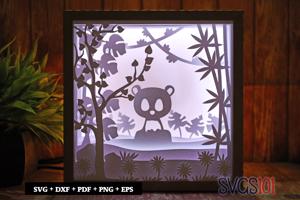 Baby Cute Panda Square Shadow Box SVG 8x8 10x10 12x12