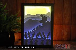 Big Boy trekking the Mountain Shadow Box SVG 5x7