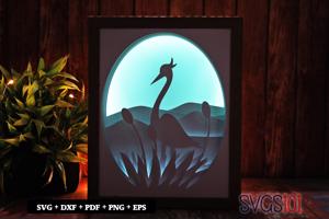 Heron Bird in Grass Light Box SVG 8x10 Portrait