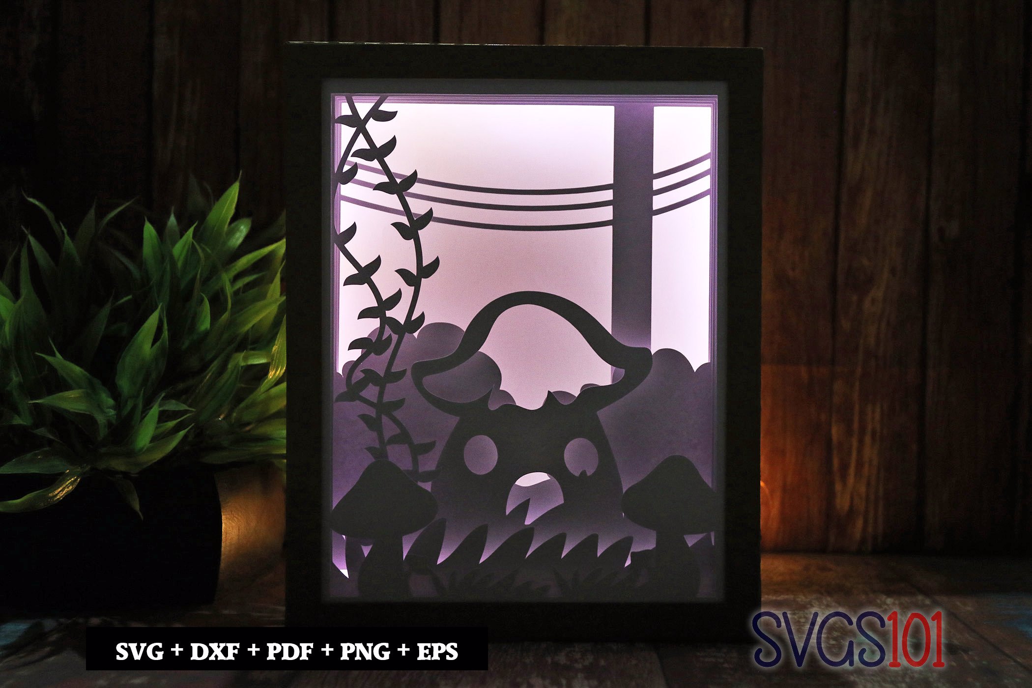Beautiful Mushroom House DIY Shadow Box Light Box 8x10